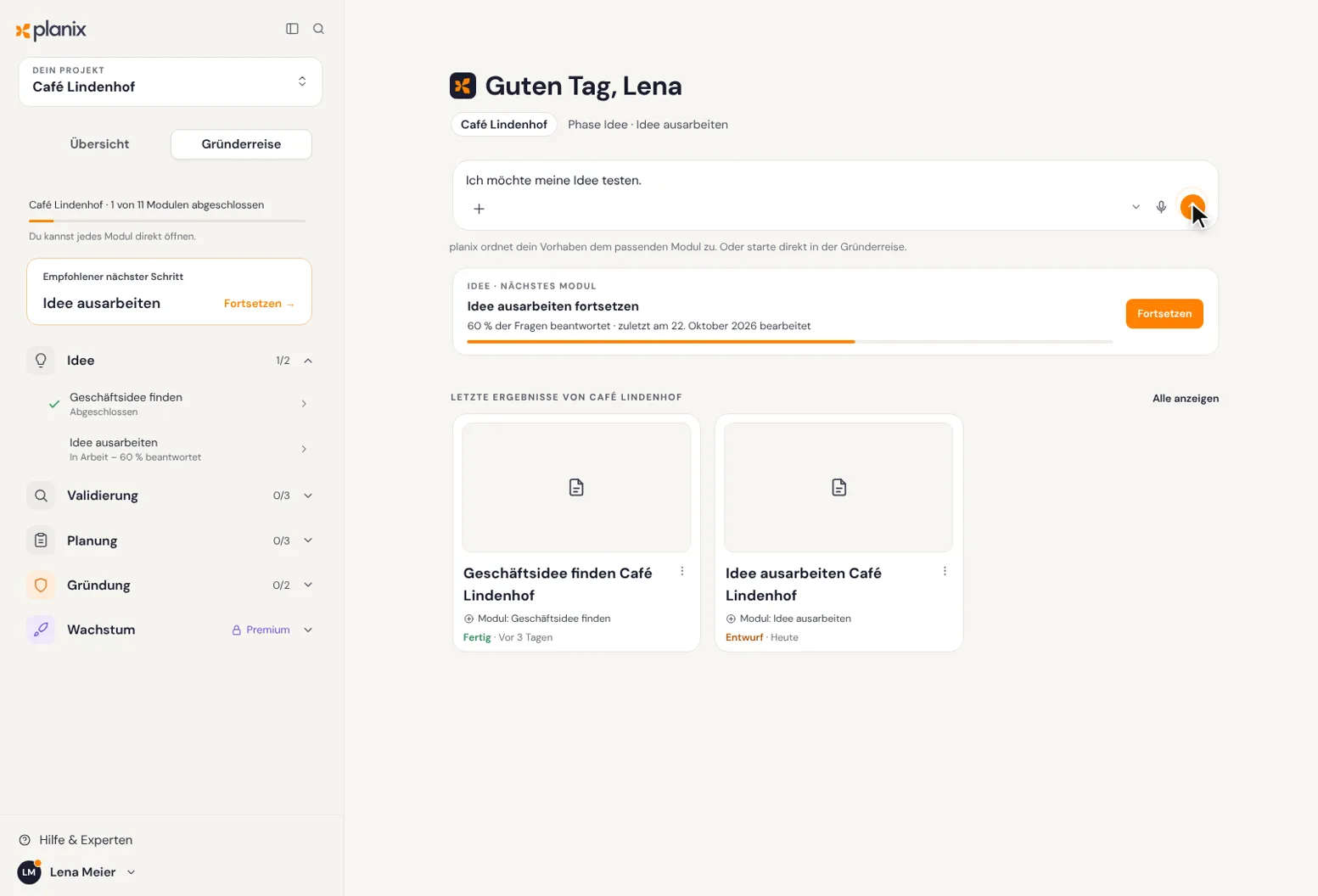 planix Dashboard – Fragebogen